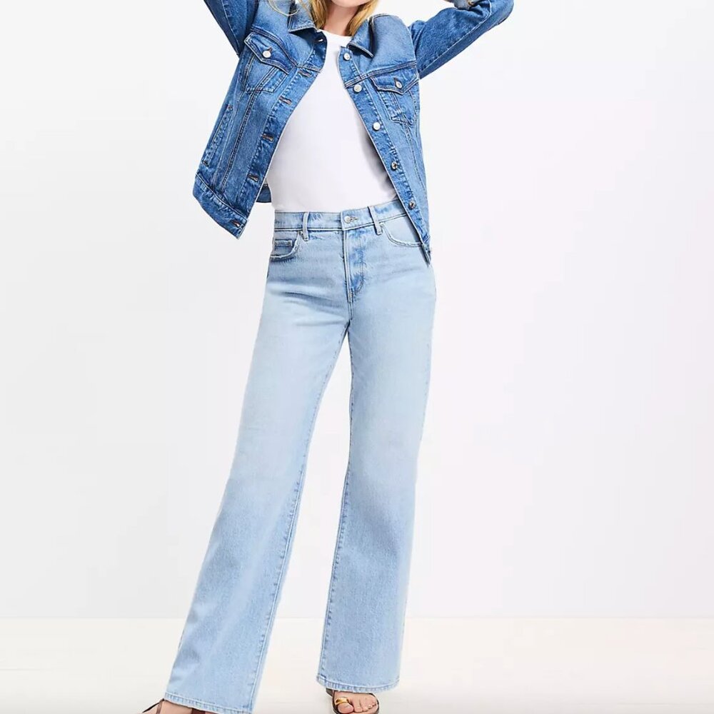 LOFT Mid Rise Relaxed Straight Light Blue Jeans